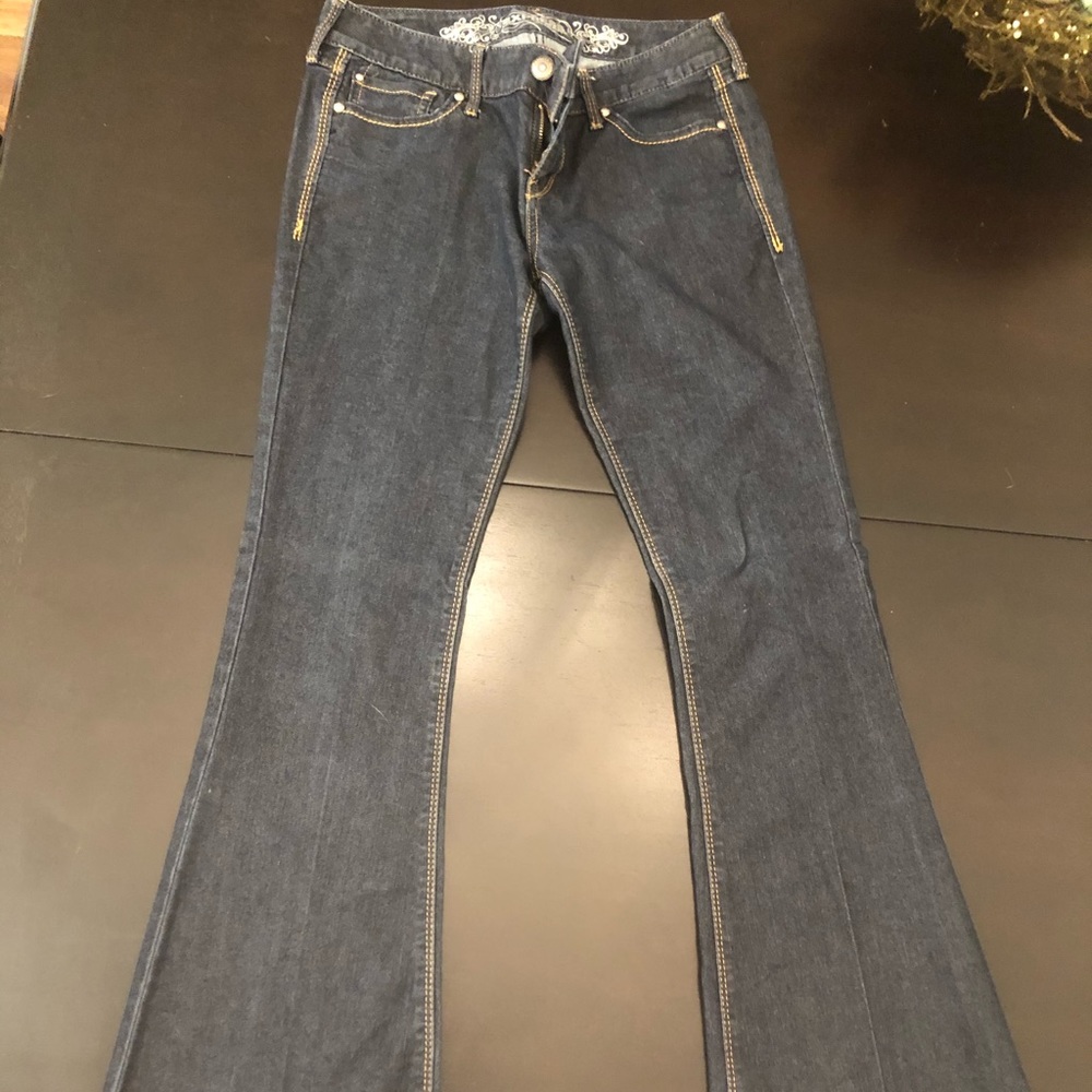 Express dark wash flare jeans